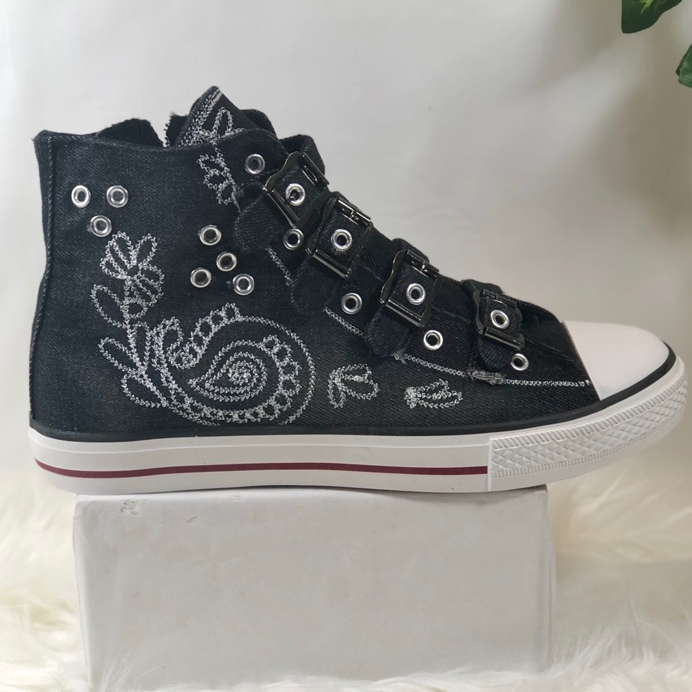 NEW Black Denim Hightop Fashion Sneaker